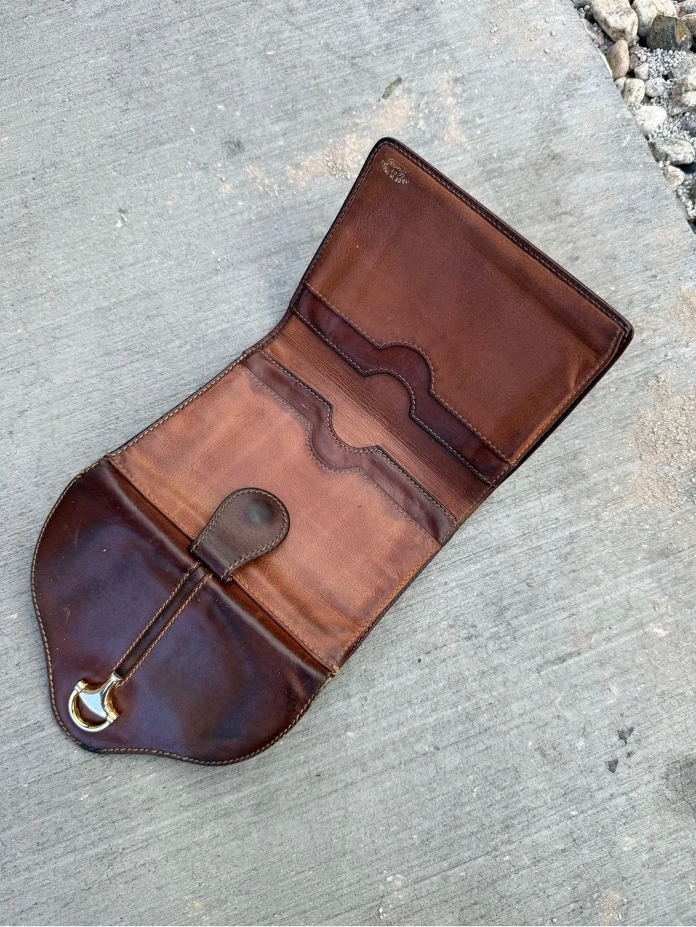 Gucci Brown Leather Men's Wallet with Gold-Tone Clasp